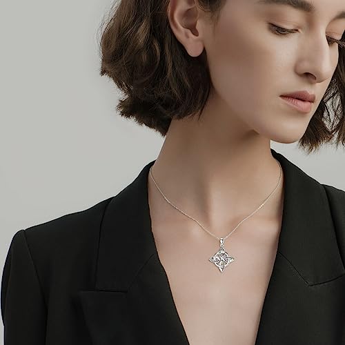YAFEINI Celtic Knot Necklace Sterling Silver Witches Knot Pendant Necklace Irish Jewelry Gifts For Women4