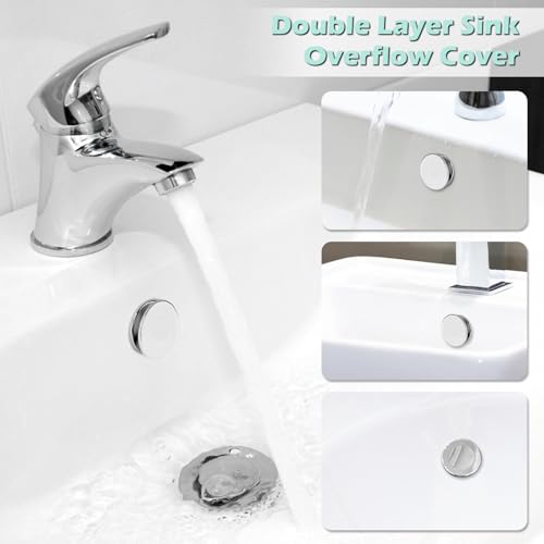 6Stück überlauf waschbecken überlauf abdeckung überlauf stöpsel Überlaufblende Ring Waschbecken Überlauf Ringe Runde Überlaufabdeckung Waschbecken Ring Sinken Überlauf Ring für Küche Badewanne Zubehör