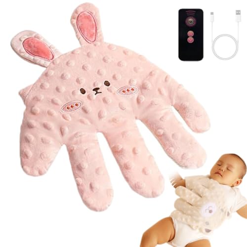 Image of Baby Soothing Palm, Baby Patter for Sleep, Baby Startle Prevention Hand Glove Electric Baby Hand Pillow Red Bean Filling Cute Baby Soothing Palm for Newborns Baby Girl Baby Boy (Pink Rabbit)