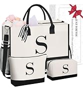 BAGAIL Initial Tote Bag, Personalized Birthday Gifts for Women, Teacher, Friends, Mom, Wedding, M...
