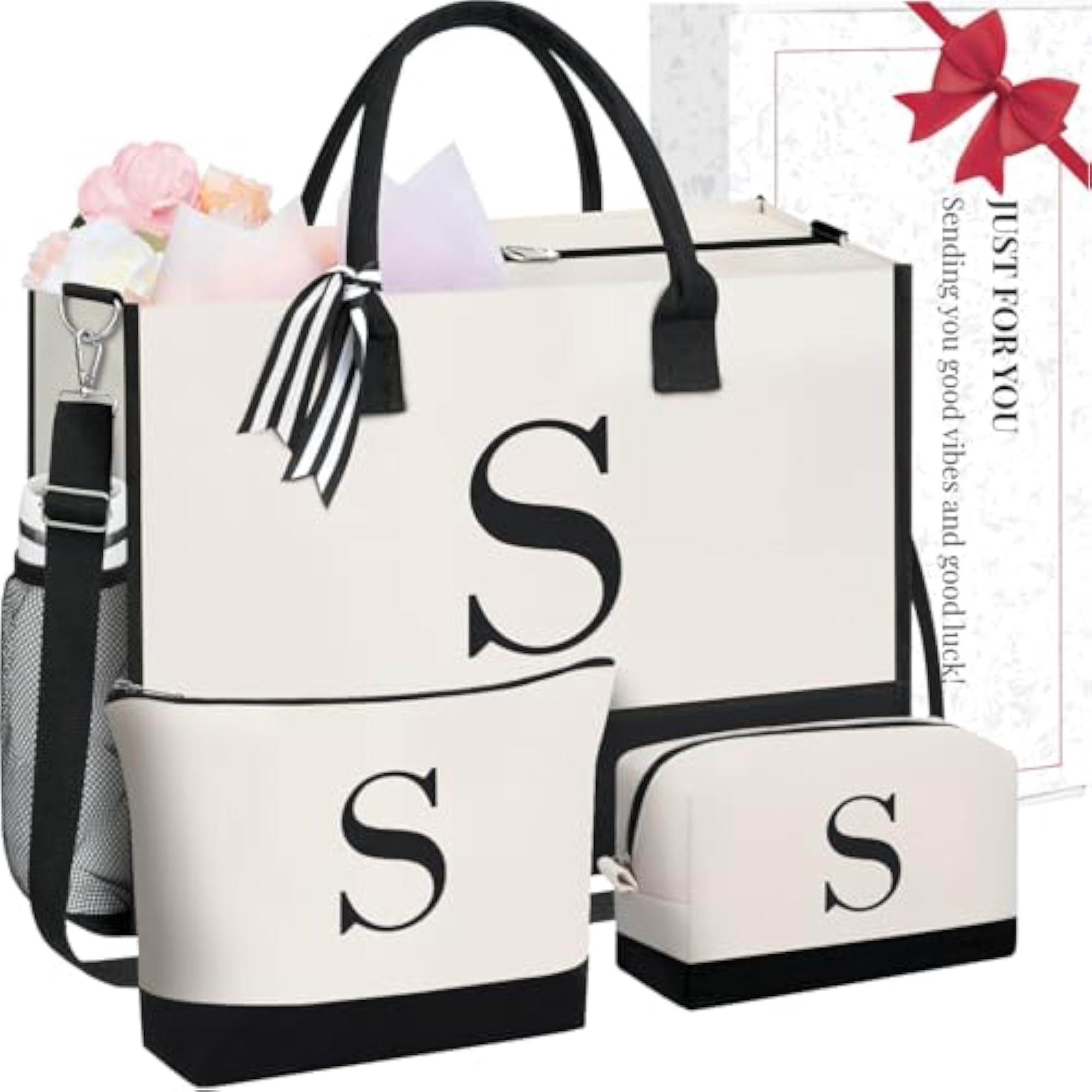 Personalized Tote Bag with 2 Makeup Bags, Birthday Gift