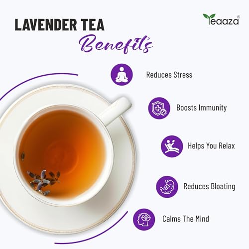 Image of Teaaza Lavender Flower Tea, 100 Gm-100 Cups, For Sleep, Relaxation, Skin Glow, PCOS & Weight Management | Herbal Tea - Flower Based - GMO-Free - Caffeine Free