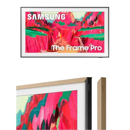 Image of SAMSUNG 75-Inch The Frame Pro LS03FW 4K Neo QLED Mini LED Smart TV (2025 Model) with Modern Teak Customizable Bezel Bundle