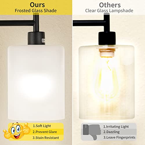 Sunmory Industrial Floor Lamps For Living Room, Modern Floor Lamp With 3-Color Temperature Led Bulb, Tall Standing Lamp With White Frosted Hanging Glass Shade, Farmhouse Black Floor Lamp For Bedroom #TOP2