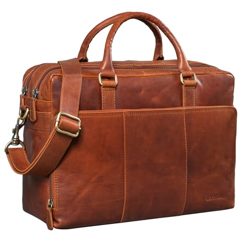 Sac de travail cartable enseignant STILORD mallette cuir vintage porte documents marron scuro