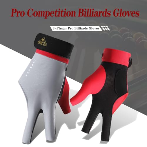 FSCXOIA Billiard Glove for Left Hand - Durable, Comfortable, Adjustable Fit, Breathable Fabric, Smooth Cue Stroke, Suitable for Pool, Snooker (Gray + Red) by FSCXOIA - Used condition - Image 2