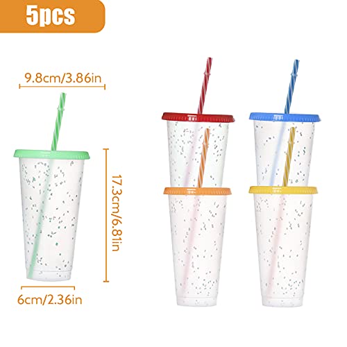 Gekleurde acryl bekers 5 stuks Kleur veranderende bekers Herbruikbare bekers met deksels en rietjes Plastic Bulk… - Afbeelding 3