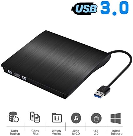 [Updated Version]External CD Drive, ACETEND USB 3.0 Portable CD DVD +/-RW Drive Slim DVD/CD Rom Rewriter Burner Writer, High Speed Data Transfer for Laptop Notebook PC Desktops Support Windows/Vista/7