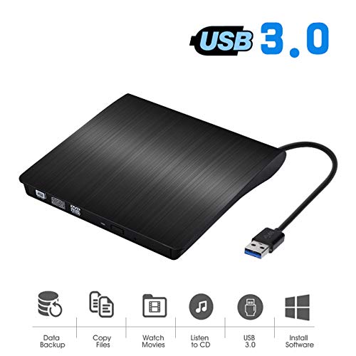 [Updated Version]External CD Drive, ACETEND USB 3.0 Portable CD DVD +/-RW Drive Slim DVD/CD Rom Rewriter Burner Writer, High Speed Data Transfer for Laptop Notebook PC Desktops Support Windows/Vista/7