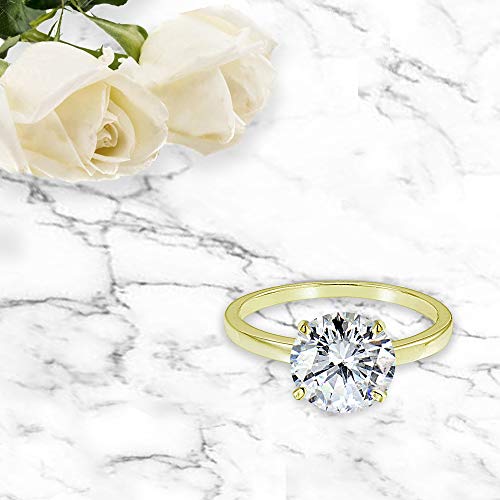 B. BRILLIANT Sterling Silver 3ct Round-Cut Solitaire Cubic Zirconia Engagement CZ Bridal Ring4