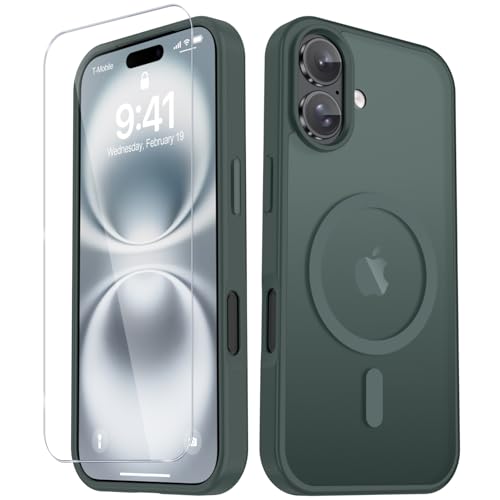 Image of YENAPOON for iPhone 17 Case, Matte Magnetic Phone Cover [with 1 Screen Protector] [Support for MagSafe] [Shockproof Military Grade Protection] Translucent Frosted Back, Gray