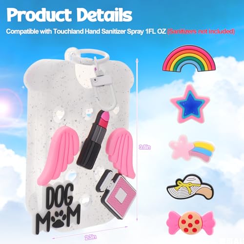 Image of Mity rain Hand Sanitizer Spray Case Compatible With Touchland, Cute Silicone Hand Sanitizer Holder Keychain with 4 Charms, Portable Refillable Sanitizer Accessory, Gift for Women And Teens