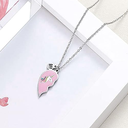 BFF Heart Unicorn Pendant Necklace Combo