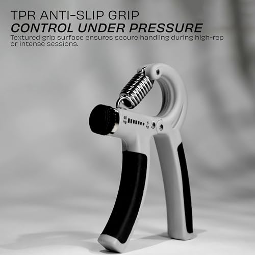 Image of Nivia Hand Grip 2.0 for men and women with 5 to 60 kg adjustable resistance, Steel spring, Anti-slip grip, Durable, Grip For Forearm Strength Training (Grey)