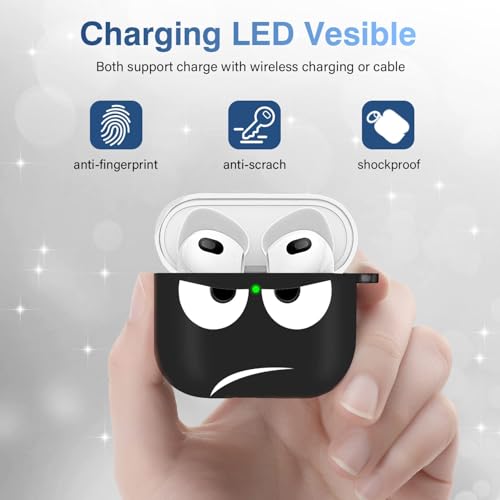 Image of for Airpods 3 Case 2021, Don't Touch Me for Airpods Cover with Keychain /Lanyard Soft Cute Shockproof Cover for Women Men Compatible with for Airpods 3 Charging Case (A-Black)