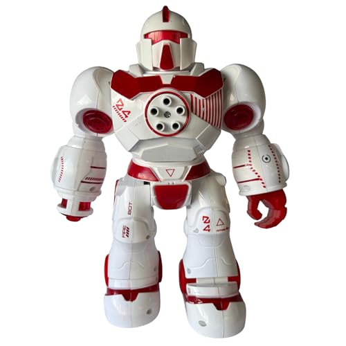 Image of Lilplay Robot Toy for Kids with Shooting Bullets, Action Robot with Lights & Music, 360 Moving Battery Operated Toy Figure with AI Eyes, Birthday Gift for Boys & Girls (Red)