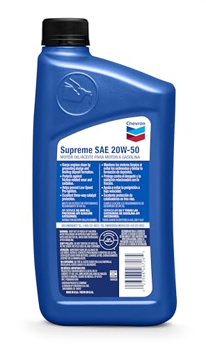 Image of Chevron 83726-CASE SAE 20W-50 Supreme Motor Oil - 1 Quart Bottle, (Pack of 12)