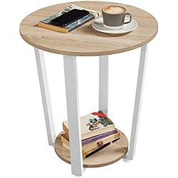 Lamparas De Mesa Jysk Yaheetech Mesita de Auxiliar Redonda Mesa Auxiliar Estrecha Vintage Mesa Lateral para Salón Sofa 56,5 cm de Altura Roble Claro