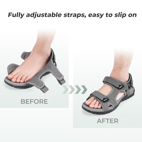 Image of FitVille Wide Sandals for Men With Arch Support Orthopedic Comfortable Summer Men's Wide Sandals for Plantar Fasciitis & Swollen Feet Breathable Outdoor Recovery Athletic Walking Sandal for Man
