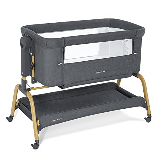 ANGELBLISS 3 in 1 Baby Bassinet, Rocking Bassinets Bedside Sleeper with Comfy Mattress and Wheels, 6 Height Adjustable Easy Folding Portable Bedside Crib for Newborn Infant