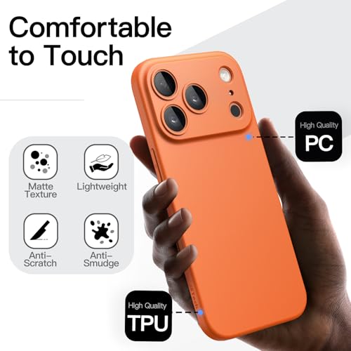 Image of JETech Slim Case for iPhone 17 Pro Max 6.9-Inch, Ultra-Thin Lightweight Minimalist Phone Cover with Camera Lens Protection, Matte Anti-Fingerprint Finish (Orange)