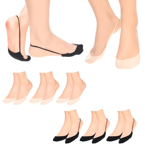 6 Pairs Toe Topper Socks for Women, Ultra Low Cut Liner Socks Women Ball of Foot Cushion Sock No Show Half Sock with Sling Back for Heels Dress Shoes