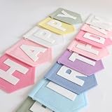 Vesavifaka Happy Birthday Girlande Banner, Filz Macaron Pastell Bunte Geburtstagsgirlande, Girlande Geburtstag für Frauen, Mädchen, Jungen, Männer, Haustiere, Geburtstagsdeko Party Hintergrund