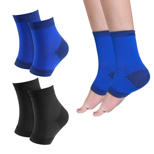 Hongoen Lot de 2 paires de chaussettes de compression pour cheville - Bandage flexible - Bandage de cheville - Pour homme et femme - Bandages élastiques pour jeunes filles et enfants