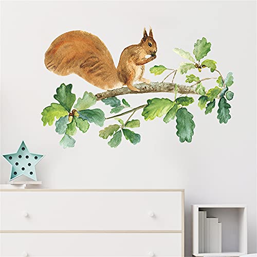 Super Cute Lifelike Squirrel Wall Decals Animal Branches Wall Stickers Bedroom Living Room Tv Wall Door Decor Murals… (Squirrel 4) #TOP9
