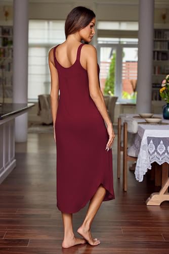 Image of Ekouaer Women's Sleeveless Nightgown Long Nightgowns for Women Full Slip Soft Nightshirt Wide Strap Sleepwear Lounge Dresses