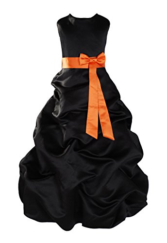 Robe de satin noir et orange de magnifiques souvenirs de cortège pour fille 7-8 ans