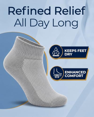 Image of Pembrook Ankle Diabetic Socks for Women & Men | 6 Pairs | Wide Non Binding Socks Quarter Length | Edema Neuropathy Socks