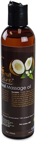 Coconut Oil Care โ 100% All Natural - Fractionated Coconut Oil Sensual Massage Oil, Uniquely Enhanced with Essential Oils, 8oz - Made in USA