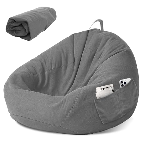 LEKEFETO Puff para niños, funda para puf, funda para silla, sin relleno, para mujeres e interiores, relajación, dormitorio, 80 x 90 cm, color negro