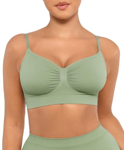 FeelinGirl Bralettes for Women No Underwire Supportive Full Coverage Basic Comfort Bra Mint Green X-Large