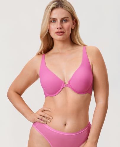 Image of DELIMIRA Women's Front Closure Bras Seamless Plus Size Plunge Underwire Unlined Comfortable Bra