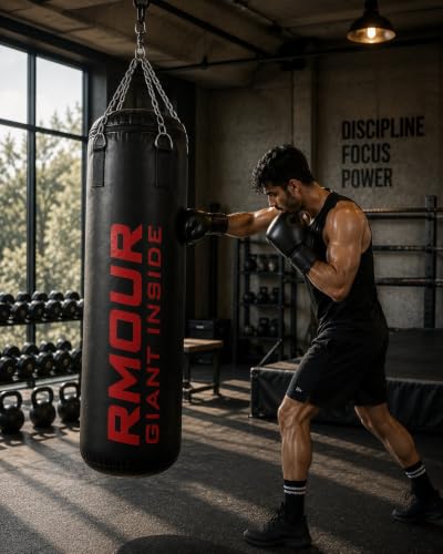 Buy IWIN Unfilled Heavy SRF Punching Bag with Hanging Chain, Boxing Gloves, Ceiling Hook, Hand Wraps, Skipping Rope, Boxing Chain Keyring & Hand Gripper (Black, 4 FEET) Combo of 9 Piece Online at Low Prices in India - Amazon.in - Image 5