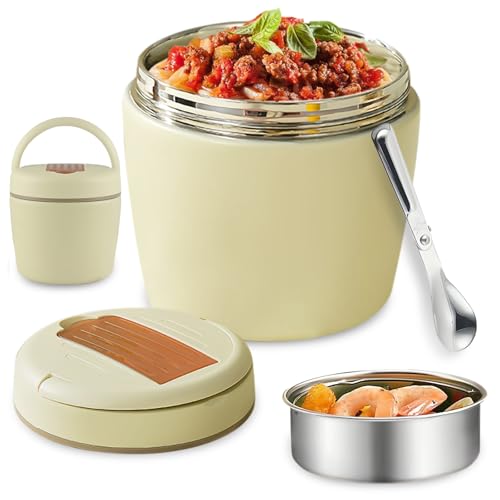 Fiambrera Termica, Termo Para Comida De 1,2L, Termo Comida Caliente, Termo Solidos Con Cuchara Plegable Para Mantener Calientes Los Alimentos Y Sopas