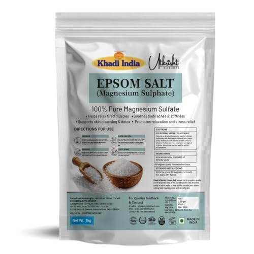 Image of Khadi Pure Epsom Salt for Bath Soak & Foot Soak | Magnesium Sulfate Crystals for Muscle Relaxation, Body Detox & Skin Care 1 kg