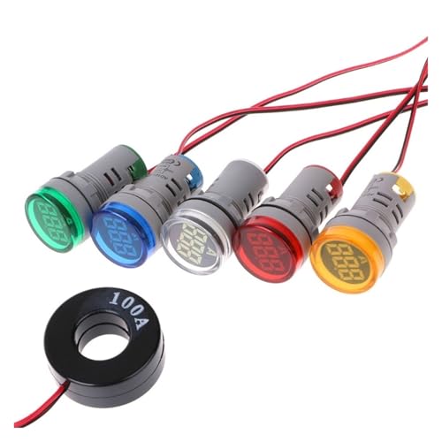 交流電圧表示デジタルLED電圧計 電流表示電流計 0-100A デジタル LED アンペアテスターメーター ラウンド(Blue)