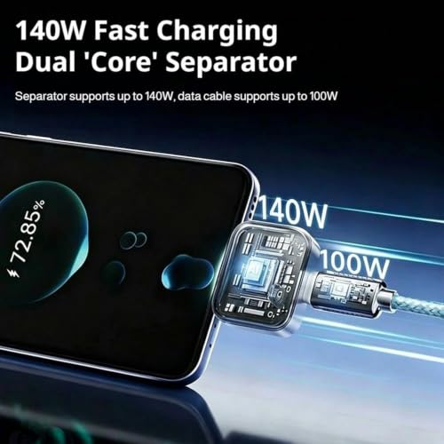Image of USB-C Smart Charging Adapter with Automatic Power Disconnect, Auto Eject Connector, LED Charging Indicator, Up to 140W Support for Compatible Phones, Tablets, Laptops and Type-C Devices