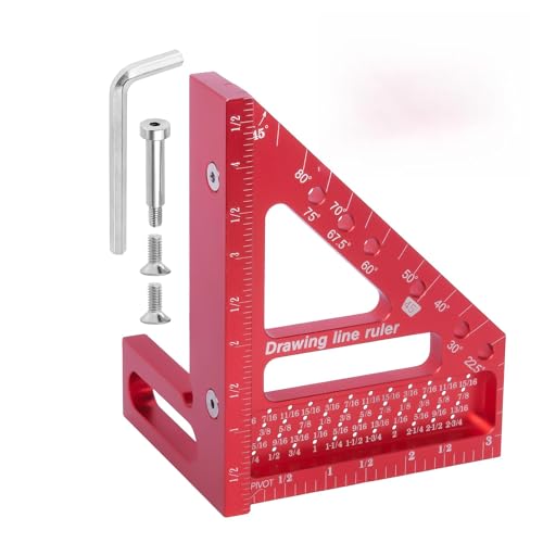 Carpenter Square 3D Multi-Angle Measuring and Scribing Square Tool Accurate Hole 22.5-90 Degree Aluminum Alloy Protractor for Woodworking Construction Projects.