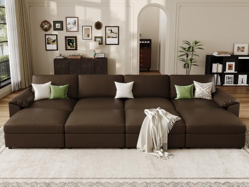 Image of EASE MOOSE Sectional Couches Bed for Living Room, Sleeper Sofa, Deep Brown
