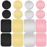 16 Pieces Phone Car Mount Metal Plate with Adhesive for Magnetic Cradle-Less Mount,Cell Phone, GPS and Tablet Holder by ACKLLR, 8 Rectangular and 8 Round, Black, Silver, Gold, Rose Gold