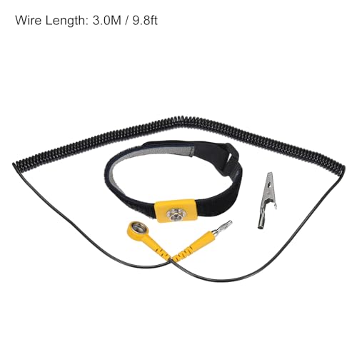Image of MECCANIXITY 5 Pack ESD Anti Static Wrist Strap 13 inch Circumference Adjustable Antistatic Bracelet Set Wire Alligator Clip for Computer Electronics Repair