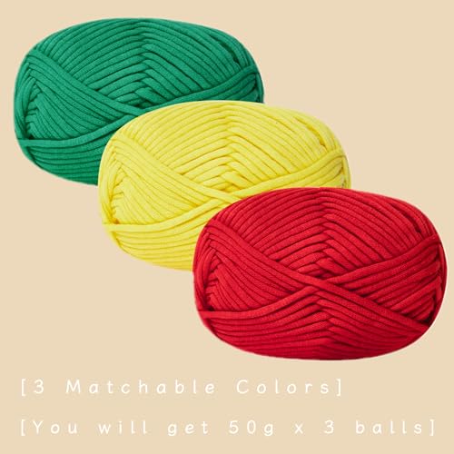 Chunky Yarn for Crochet,Cotton Yarn Thick Wool for Crochet 3x50g Crochet Yarn for Beginners Amigurumi Yarn with 4mm Crochet Hook,Easy Crochet Starter Kit (Xmas) - Image 2