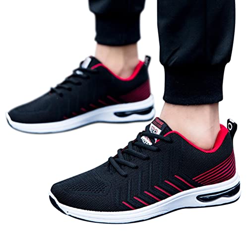 Hbeylia Men's Lace Up Sneakers Fashion Walking Running Shoes Casual Breathable Lightweight Mesh Stretch Non Slip Athletic Hiking Tennis Trainer Sport Shoes For Male