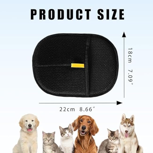 Pet Hair Removal Glove for Furniture, Carpet, Clothes and Car Seats, Electrostatic Cat & Dog Hair Removal Tool, Reusable Pet Hair Remover Glove with Silvervine Sticks (Black, 1 Glove & 2 Sticks)-9l77LMa2