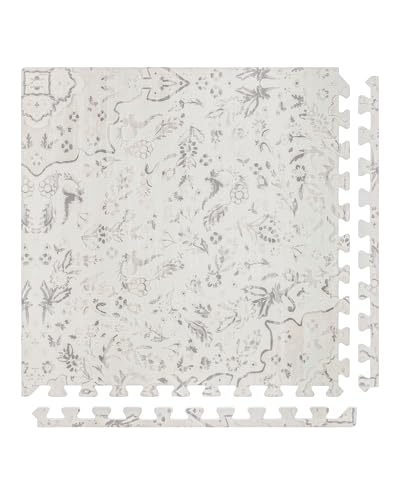 House of Noa Play Mat 4x6 Latte Emile Set of 6 Tiles Cushioned EVA Foam Play Mat for Floor Soft Interlocking Mats for Hard Floors