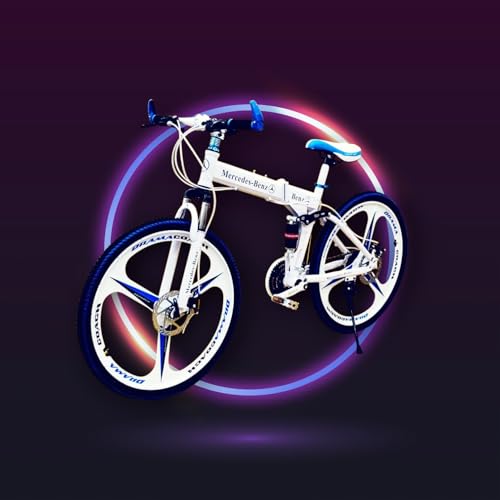 Image of Amaze Kai Dual Suspension Bikes Bm Foldable Gear Cycle for Men with 21 Speed Gear 6 Spoke | Folding Mountain Bike with Double Disc Break & Mac Wheel, 26 Inch, White N Black (White-m)